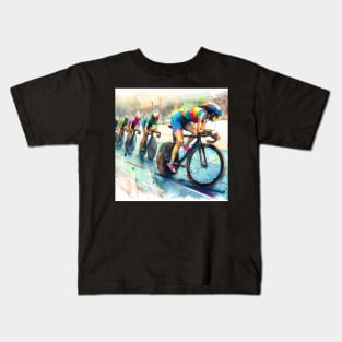 Artistic illustration of bike racing Kids T-Shirt